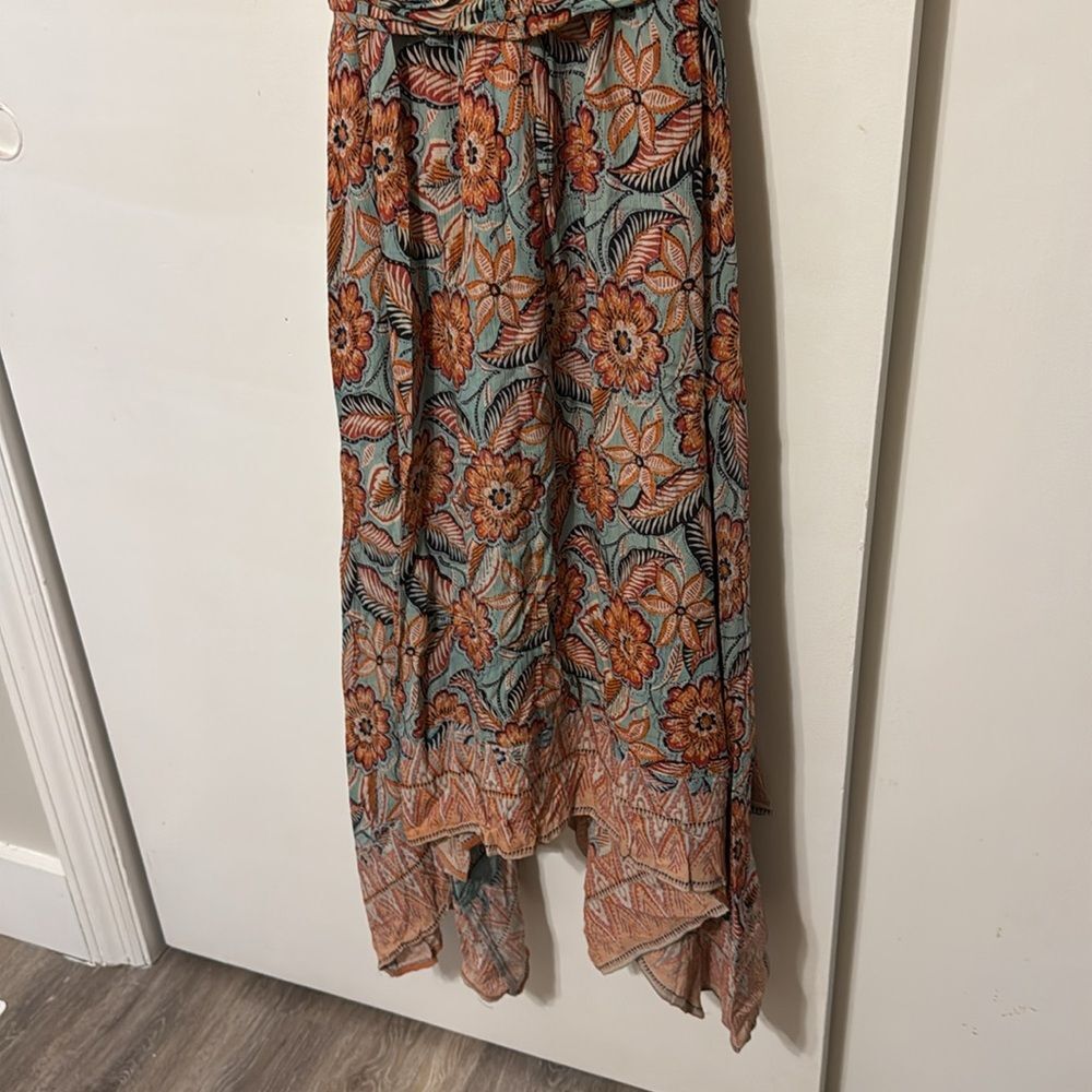 NWT Floral Shark Bite Hem Tank Dress with Waist Belt Tie Large Summer - Picture 11 of 11
